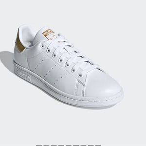 Adidas Stan Smith Gold and White Shoes